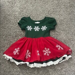 Festive Green and Red Kids Dress